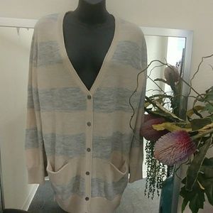 Pure DKNY Striped Cardigan Sweater